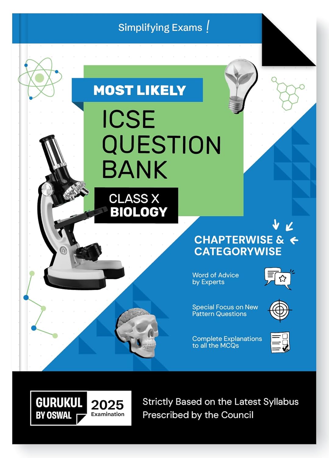 Oswal Gurukul ICSE Most Likely Physics, Chemistry, Biology and Mathematics Question Bank Class 10. For Examination of 2026.
