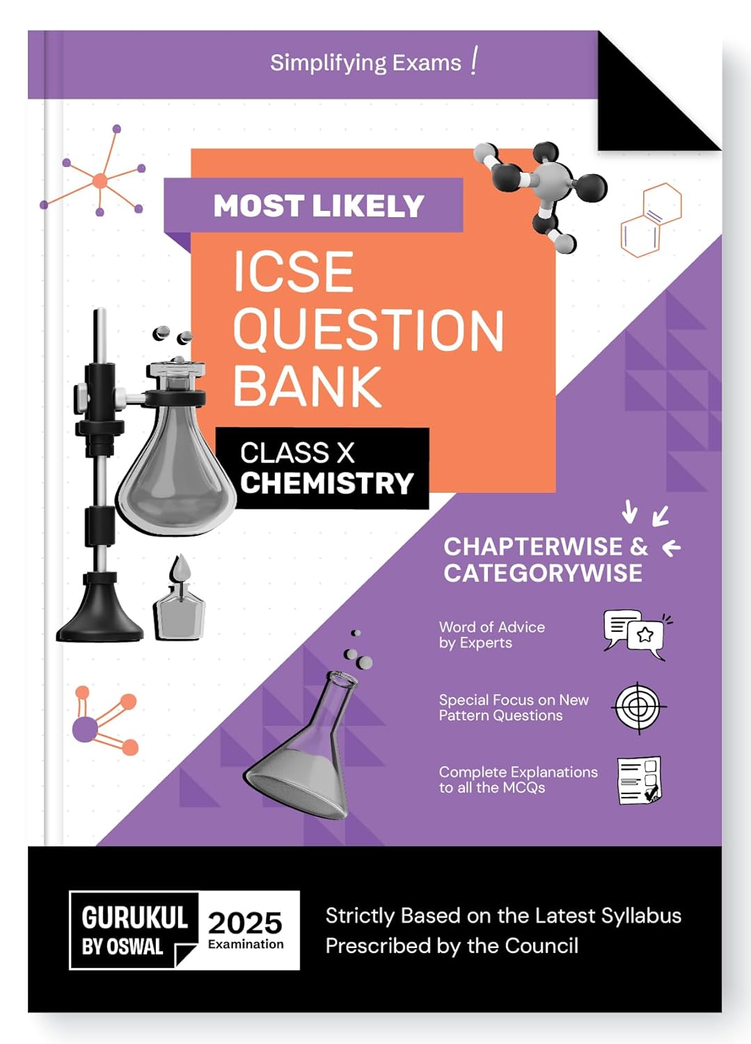 Oswal Gurukul ICSE Most Likely Physics, Chemistry, Biology and Mathematics Question Bank Class 10. For Examination of 2026.