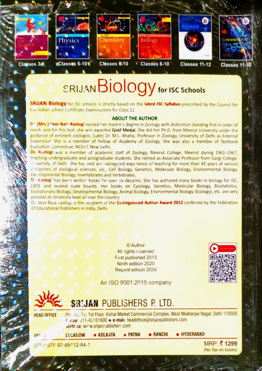 Srijan - Biology for ISC Schools by Veer Bala Rastogi Class 12 - ISC 2027 Syllabus