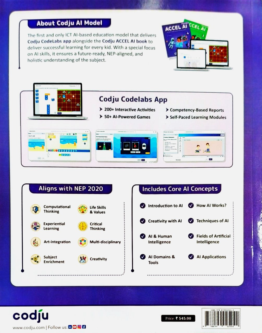 Codju - ACCEL AI Computer Science Textbook for Class 4 _ Based on Win 10 & MS Office 2019 (AI & Coding Through Creative Experimental Learning) - As per NEP 2020 & NCF 2023