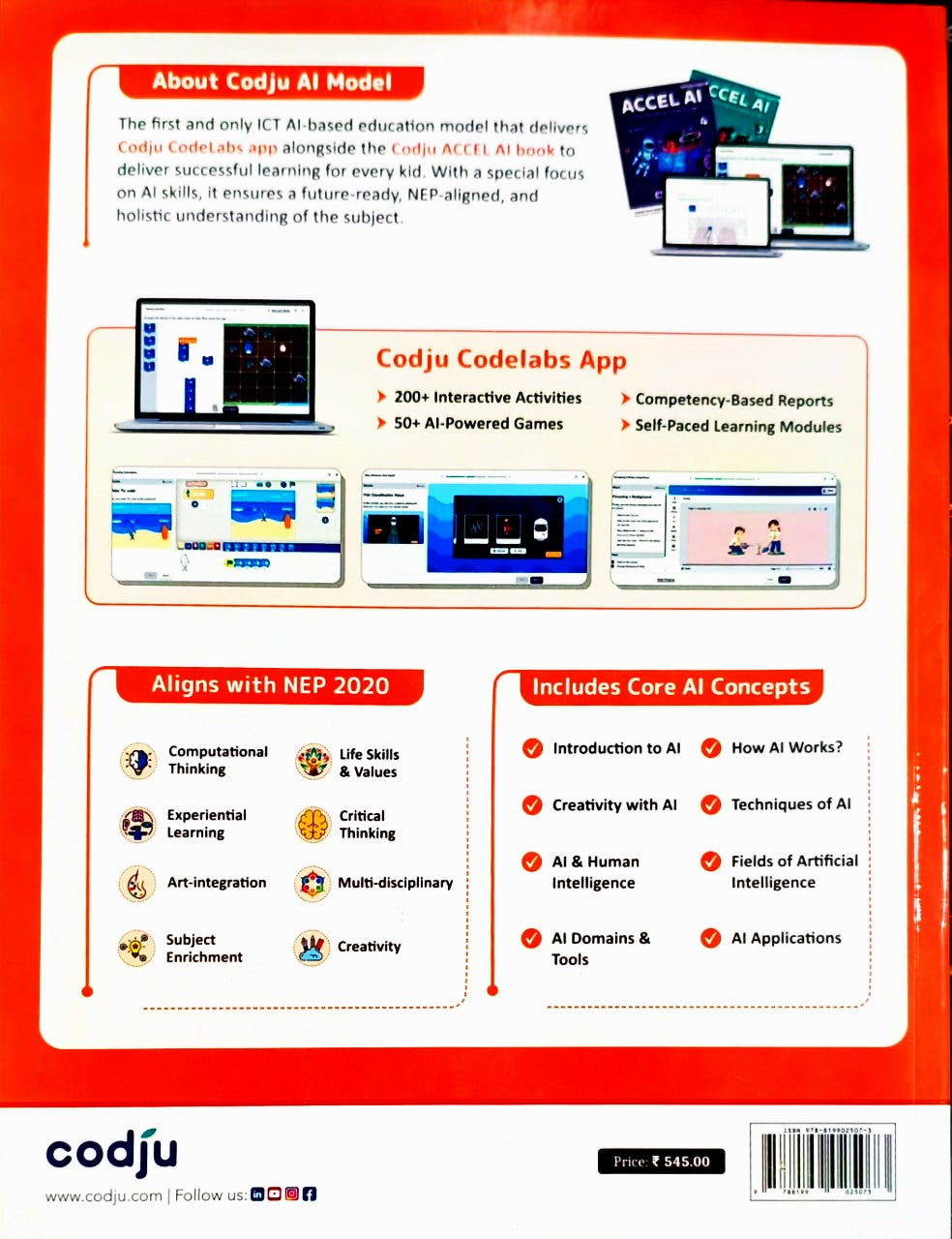 Codju - ACCEL AI Computer Science Textbook for Class 5 _ Based on Win 10 & MS Office 2019 (AI & Coding Through Creative Experimental Learning) - As per NEP 2020 & NCF 2023