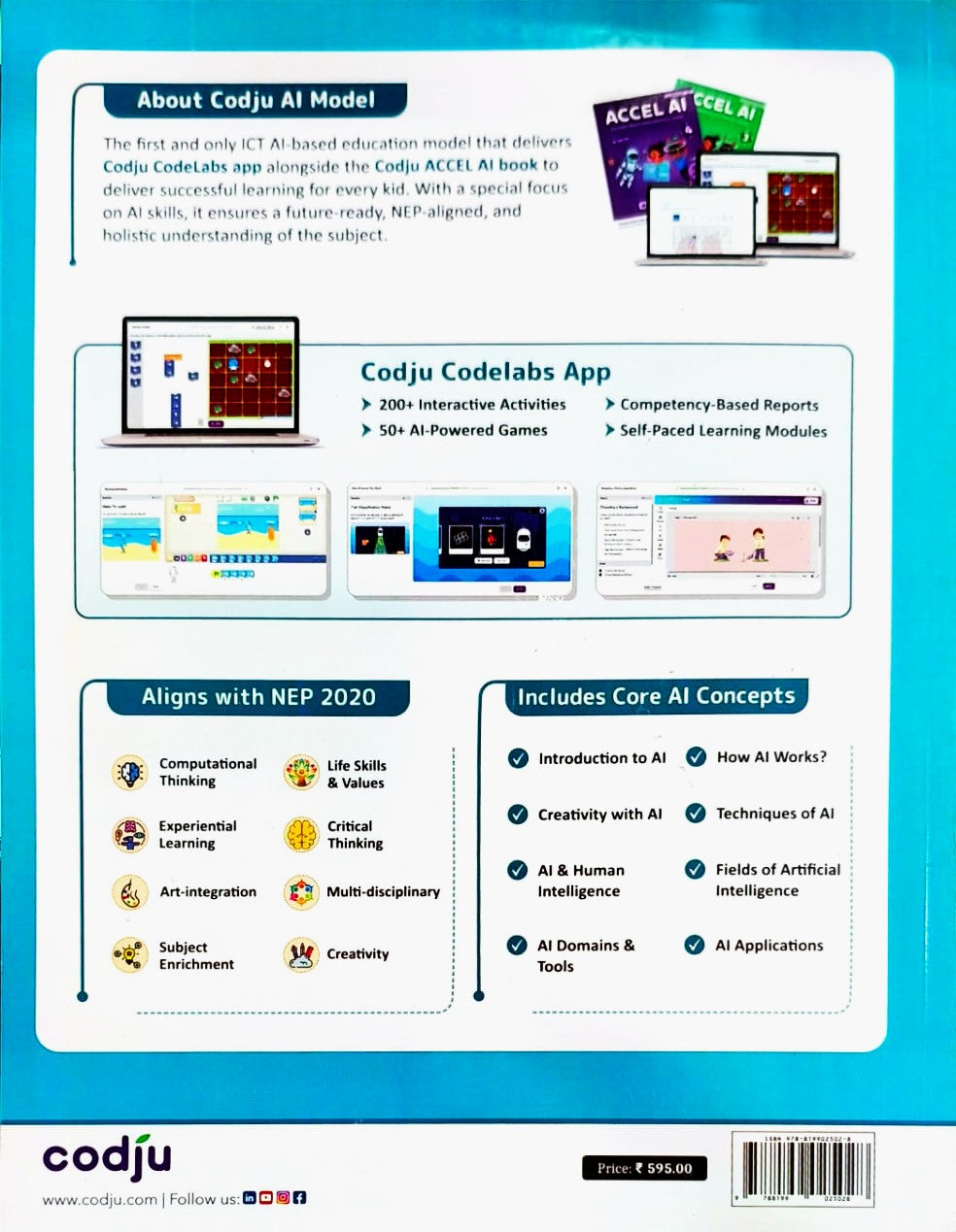 Codju - ACCEL AI Computer Science Textbook for Class 6 _ Based on Win 10 & MS Office 2019 (AI & Coding Through Creative Experimental Learning) - As per NEP 2020 & NCF 2023