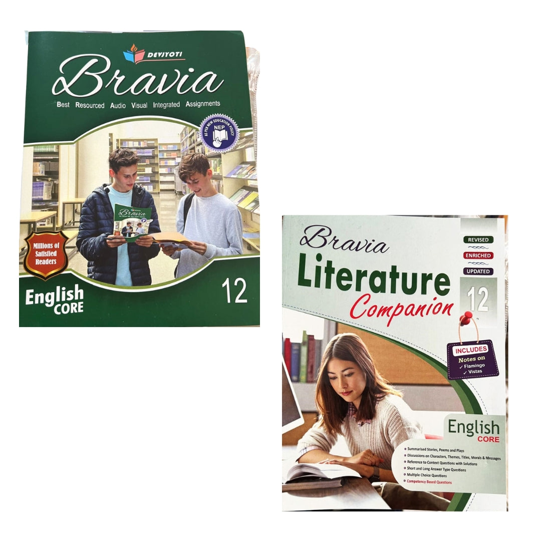 Devjyoti Bravia English Core with Literature Companion Class 12 (Set of 2 Books) - Latest For 2025 Session. Paperback