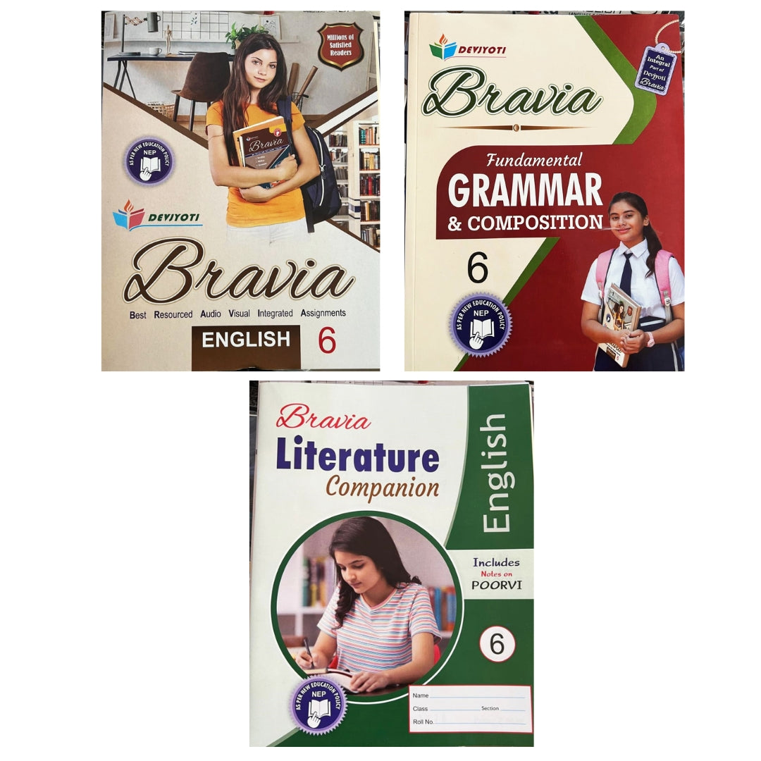 Devjyoti Bravia  English Assignments, Fundamental Grammar & Composition & Literature Companion (Set of 3 Books) for Class 6 - Latest For 2025 Session. Paperback