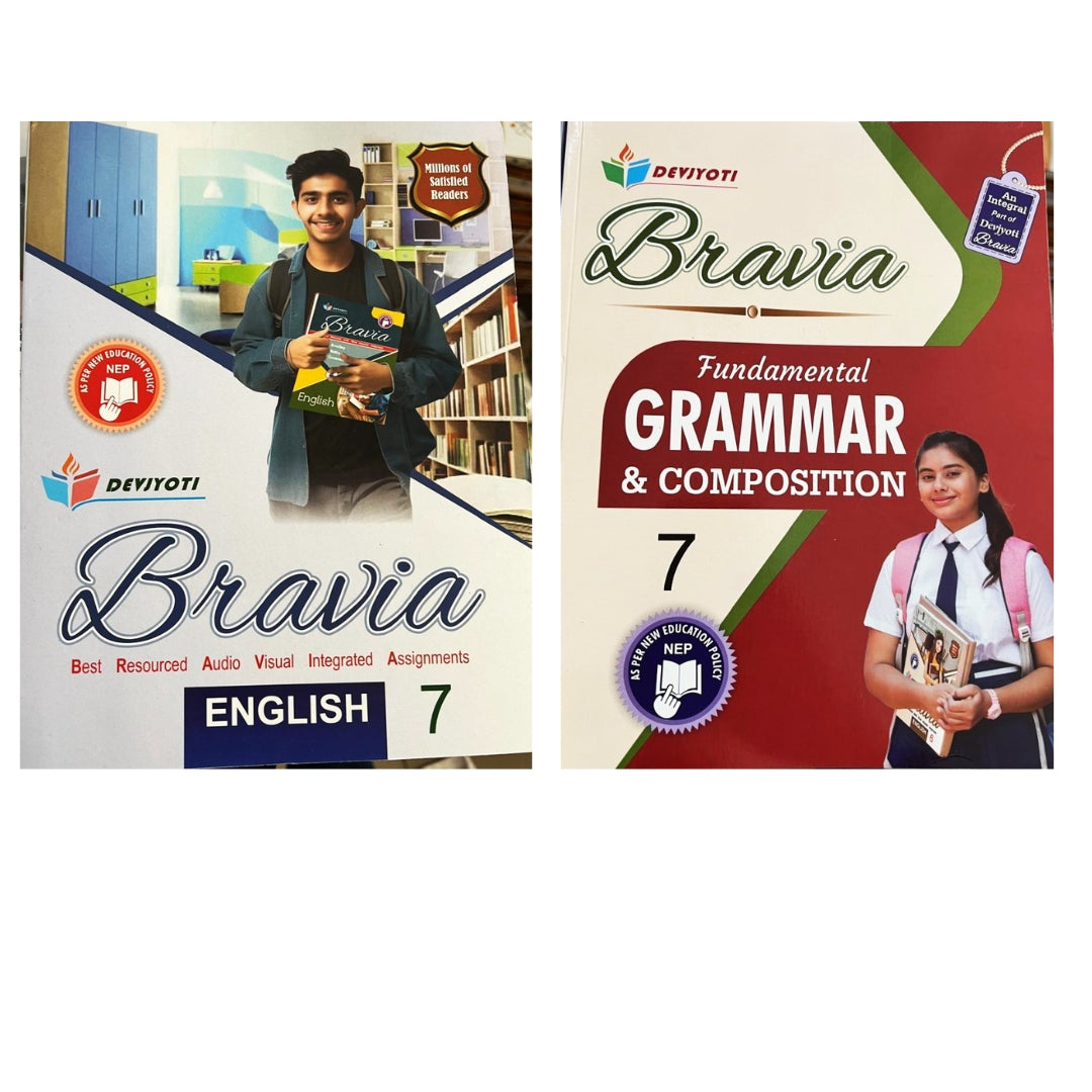 Devjyoti Bravia English Assignments & Fundamental Grammar & Composition (Set of 2 Books) for Class 7 - Latest For 2025 Session. Paperback