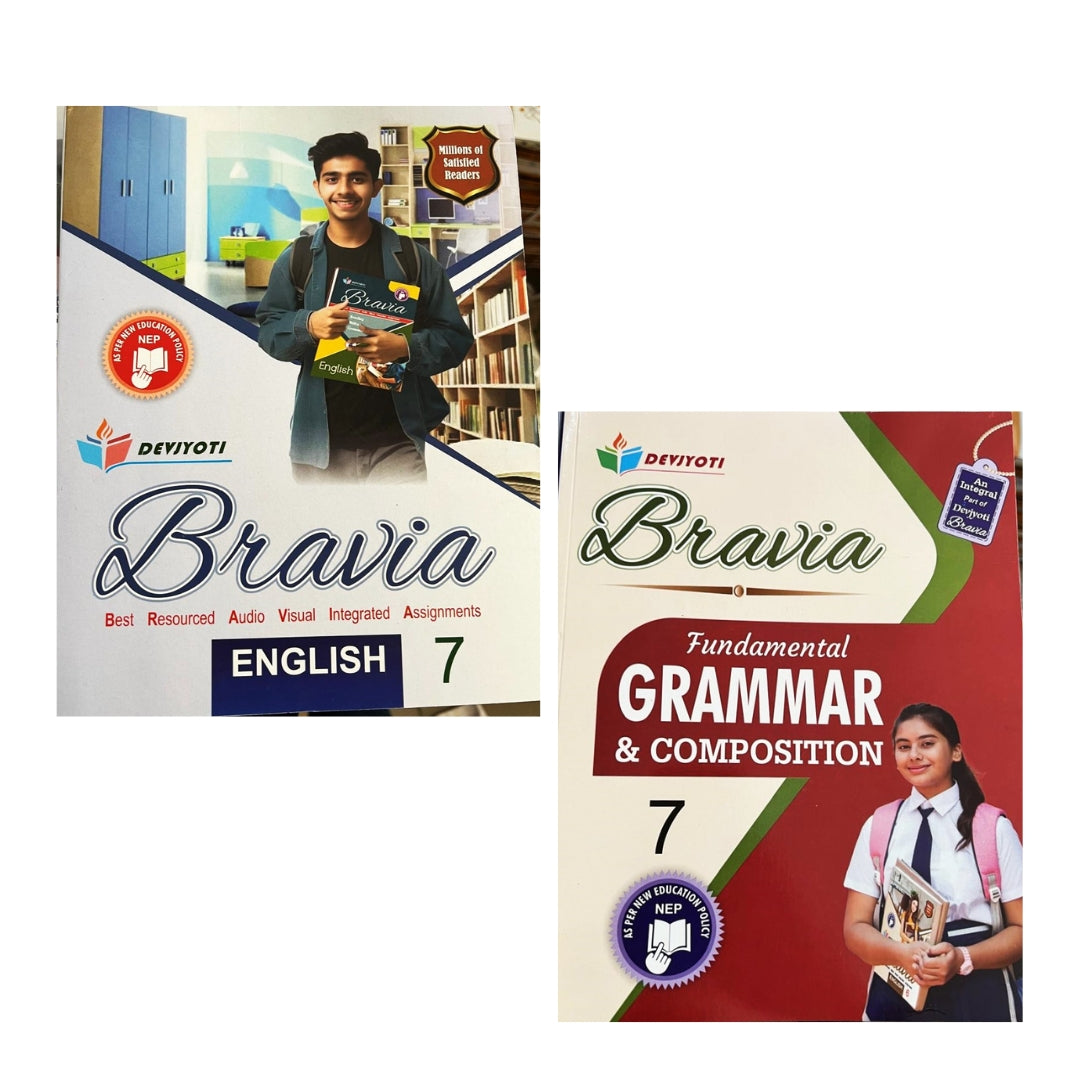 Devjyoti Bravia English Assignments & Fundamental Grammar & Composition (Set of 2 Books) for Class 7 - Latest For 2025 Session. Paperback