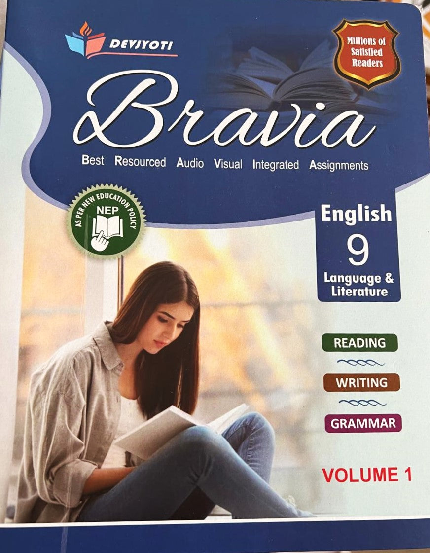 Devjyoti Bravia English (Language & Literature) with Literature Companion (Volume 1 & 2) for Class 9 - Latest For 2025 Session. Paperback