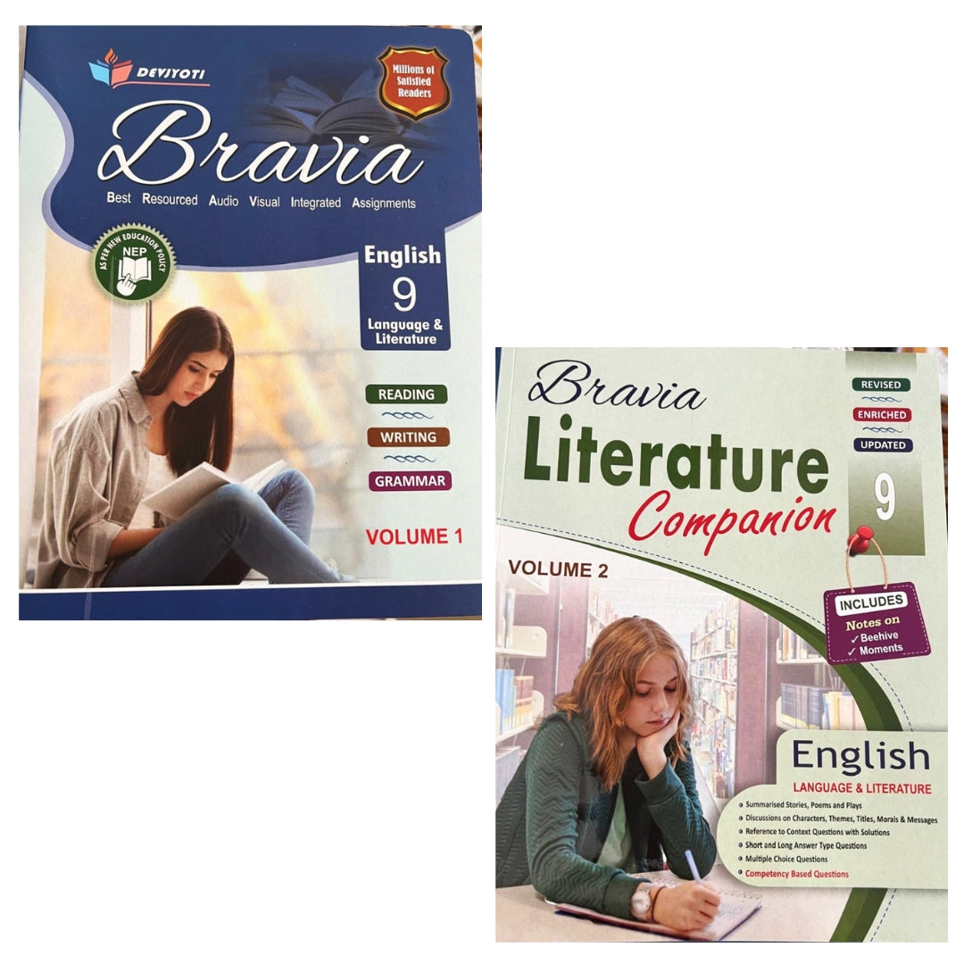 Devjyoti Bravia English (Language & Literature) with Literature Companion (Volume 1 & 2) for Class 9 - Latest For 2025 Session. Paperback