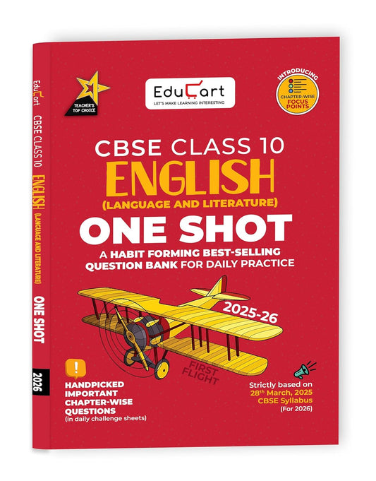 Educart One Shot Question Bank English Language & Literature for Class 10. Latest for 2025-2026 Session. Best Prices!!