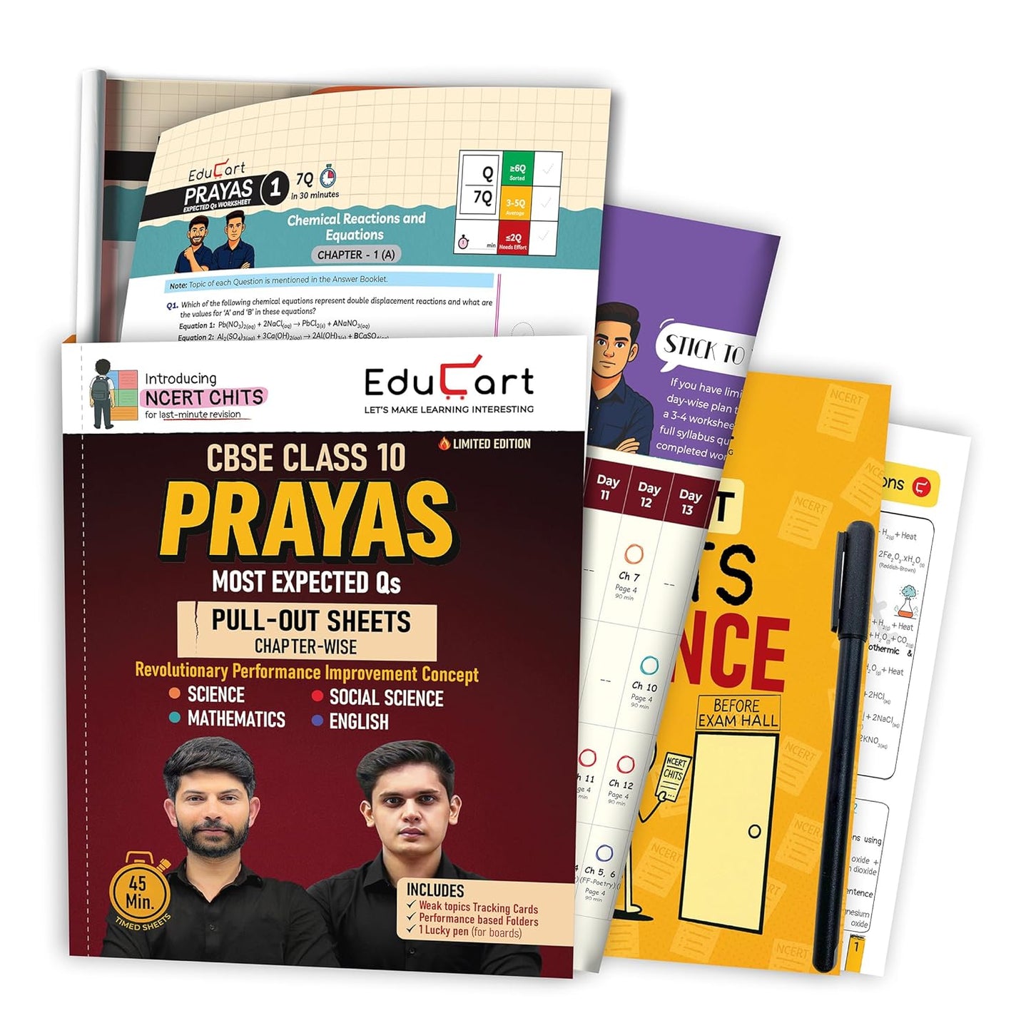 Educart CBSE Prayas Most Expected Qs Pull Out Sheet Chapterwise for Class 10 (Maths, Social Science, Science, English) - Latest for 2025-2026 Session.