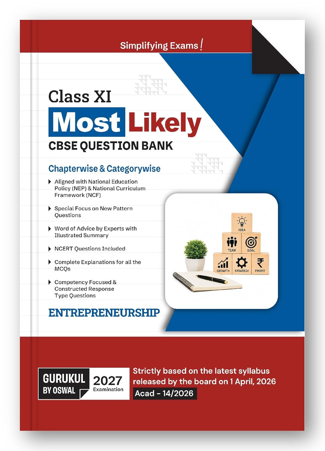 Oswal Gurukul Entrepreneurship Most Likely CBSE Question Bank Class 11 for 2027 Examination. Paperback