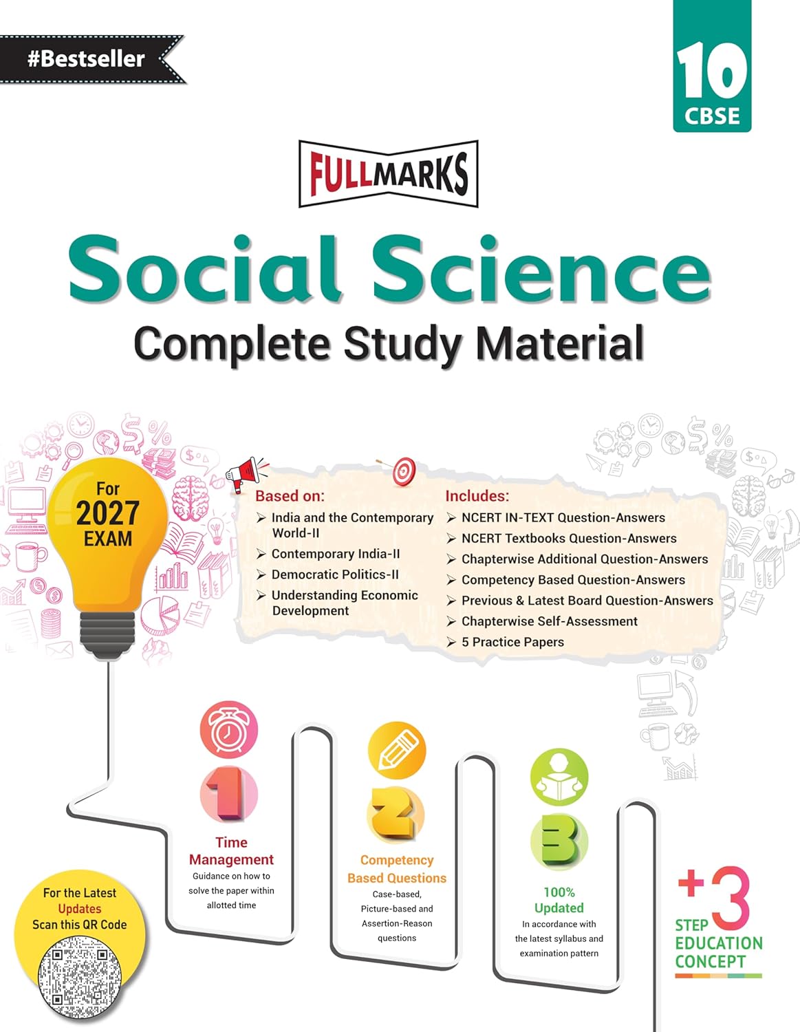 Full Marks Science, Mathematics and Social Science (Complete Study Material) for Class 10 _ Set of 3 Books - Latest 2026 Edition