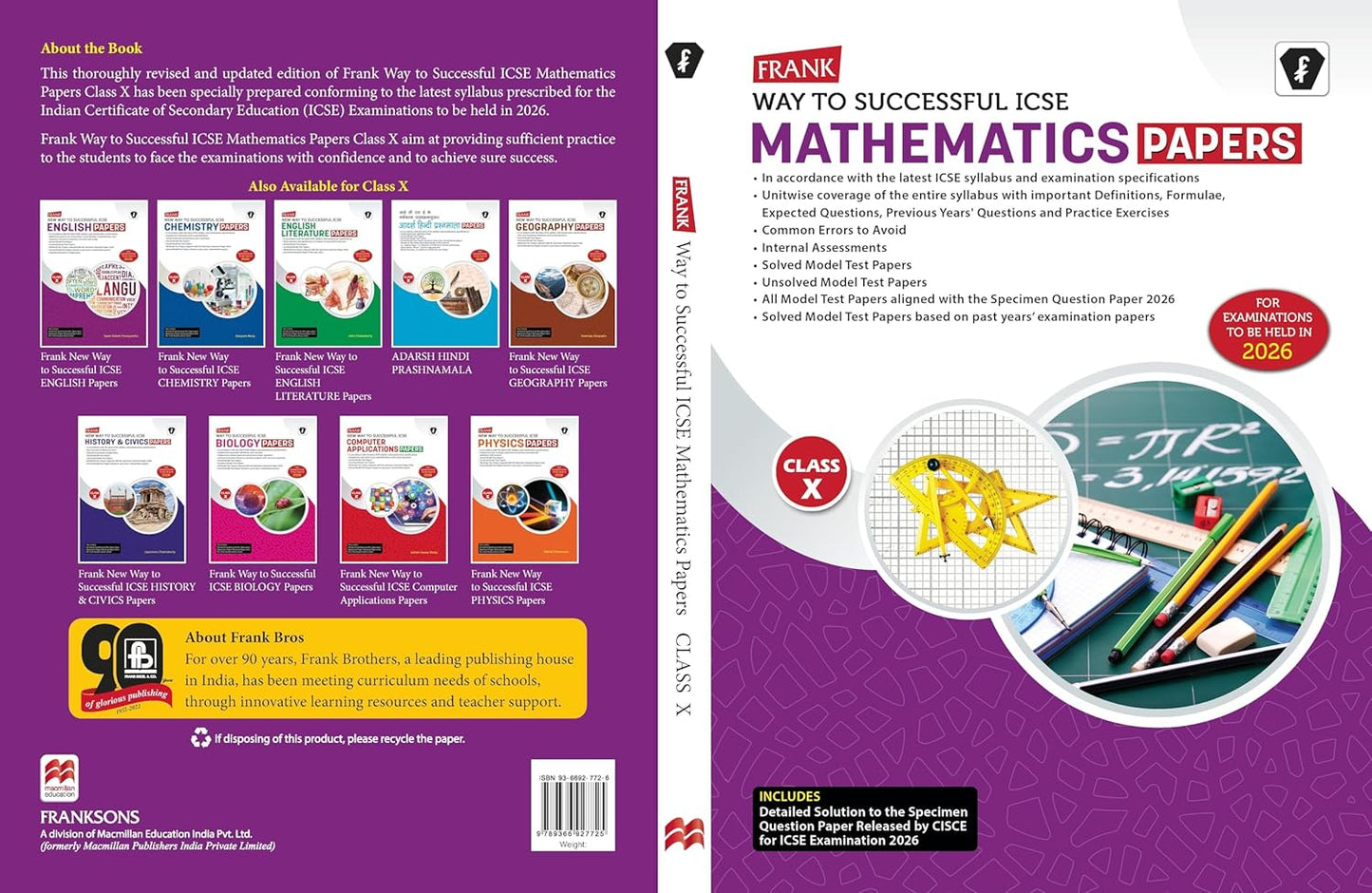 Frank New Way To Successful ICSE Mathematics Papers for Class 10 - Latest for 2026 Examination. Paperback