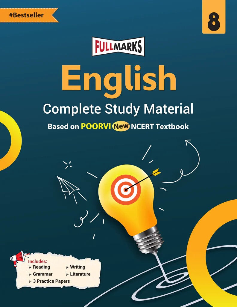 Full Marks English Complete Study Material Class 8 _ Based on New NCERT Textbook POORVI and CBSE Syllabus - Latest for 2025-26 Session