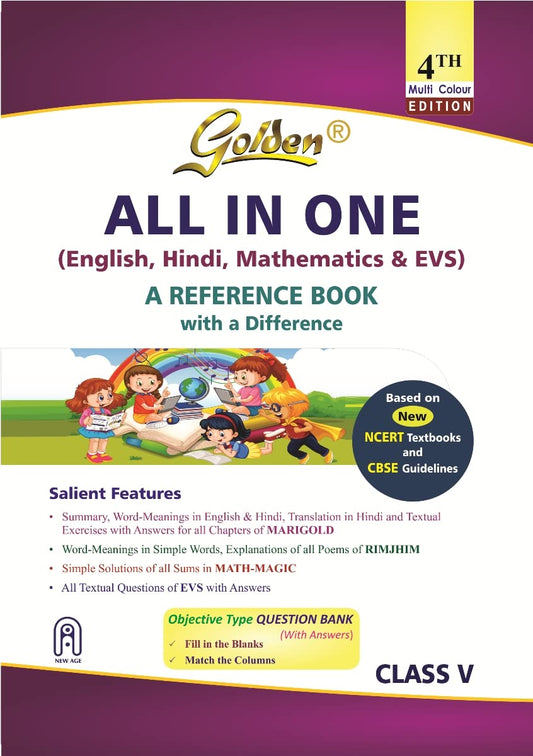 Golden All In One (English, Hindi, Mathematics & EVS) For Class 5 Based on New NCERT Textbooks and CBSE Guidelines - Latest for 2025-26 Session.