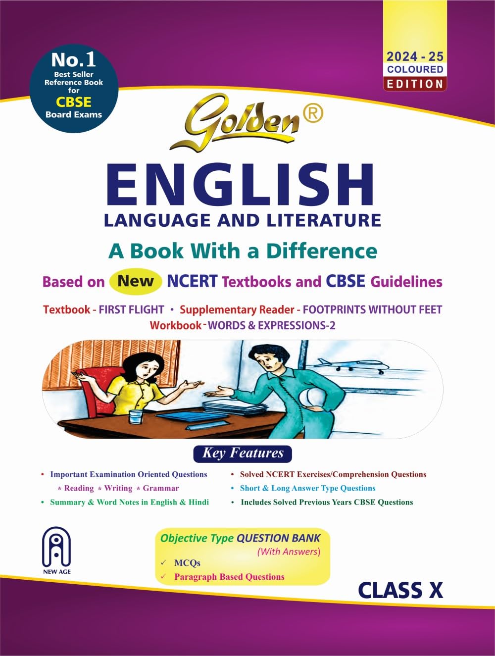 Golden English Language and Literature - Based on New NCERT First Flight and Footprints without feet for Class - 10 - Latest for 2024-25 Session