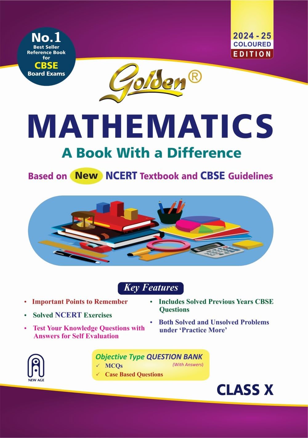 Golden Mathematics Study Material Based on NEW NCERT For Class 10 - Latest for 2025-26 Session (Paperback)