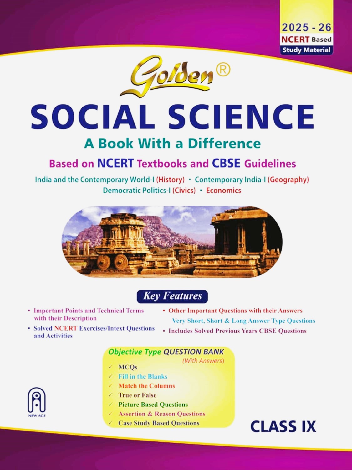 Golden Social Science Study Material Based on NCERT For Class 9 - Latest for 2025-26 Session. Paperback