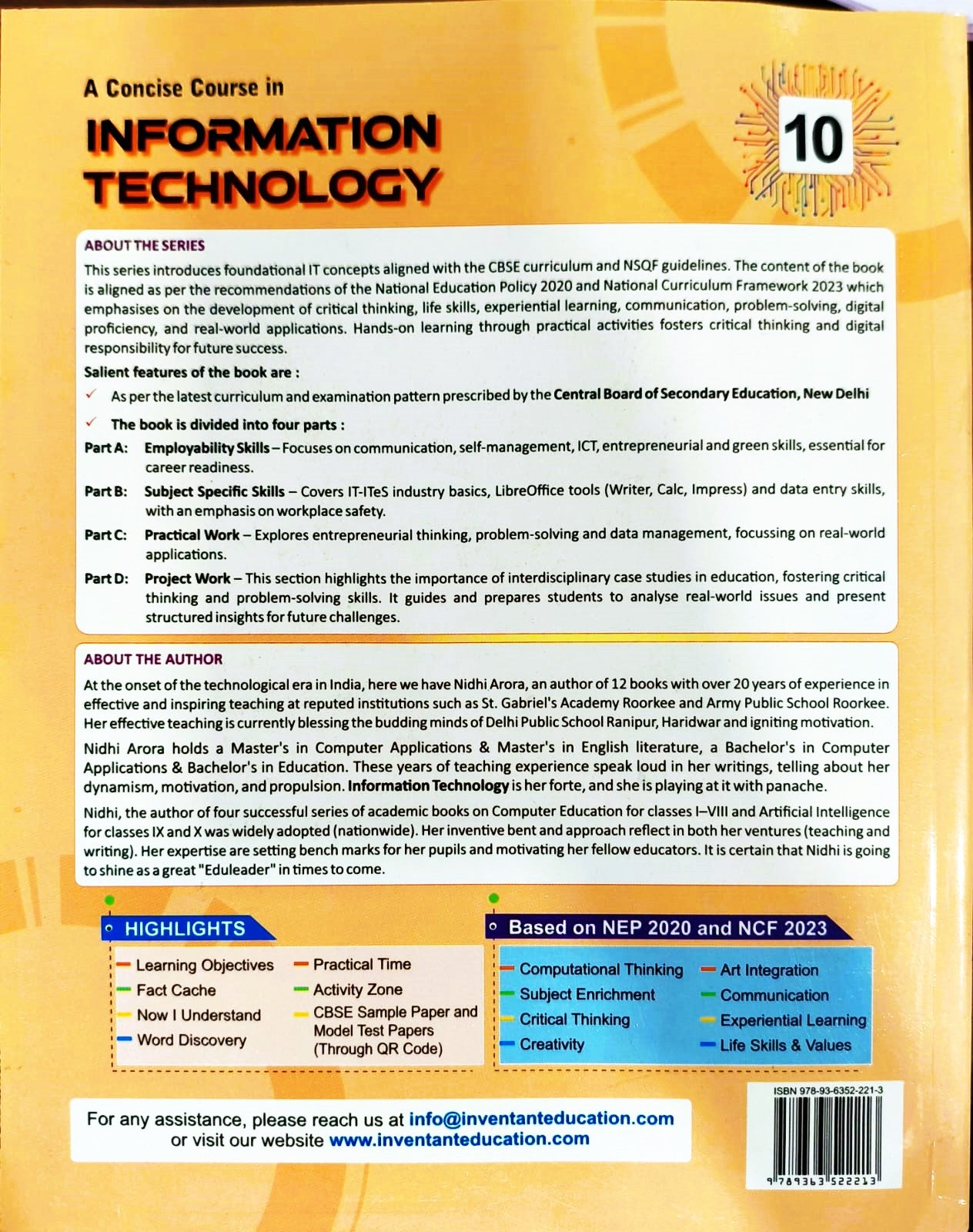 Inventant A Concise Course in Information Technology for Class 10 (Subject Code - 402) - Latest for 2025-26 Examination