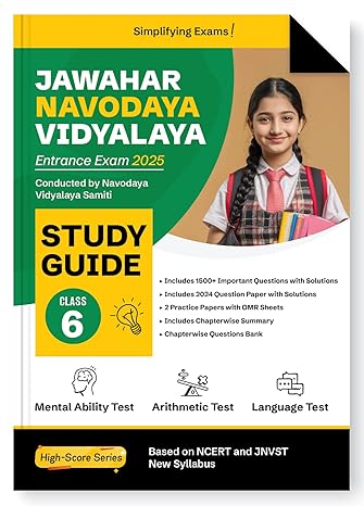 Jawahar Navodaya Vidyalaya Study Guide For Class 6 (English Medium) - Entrance Exam 2025