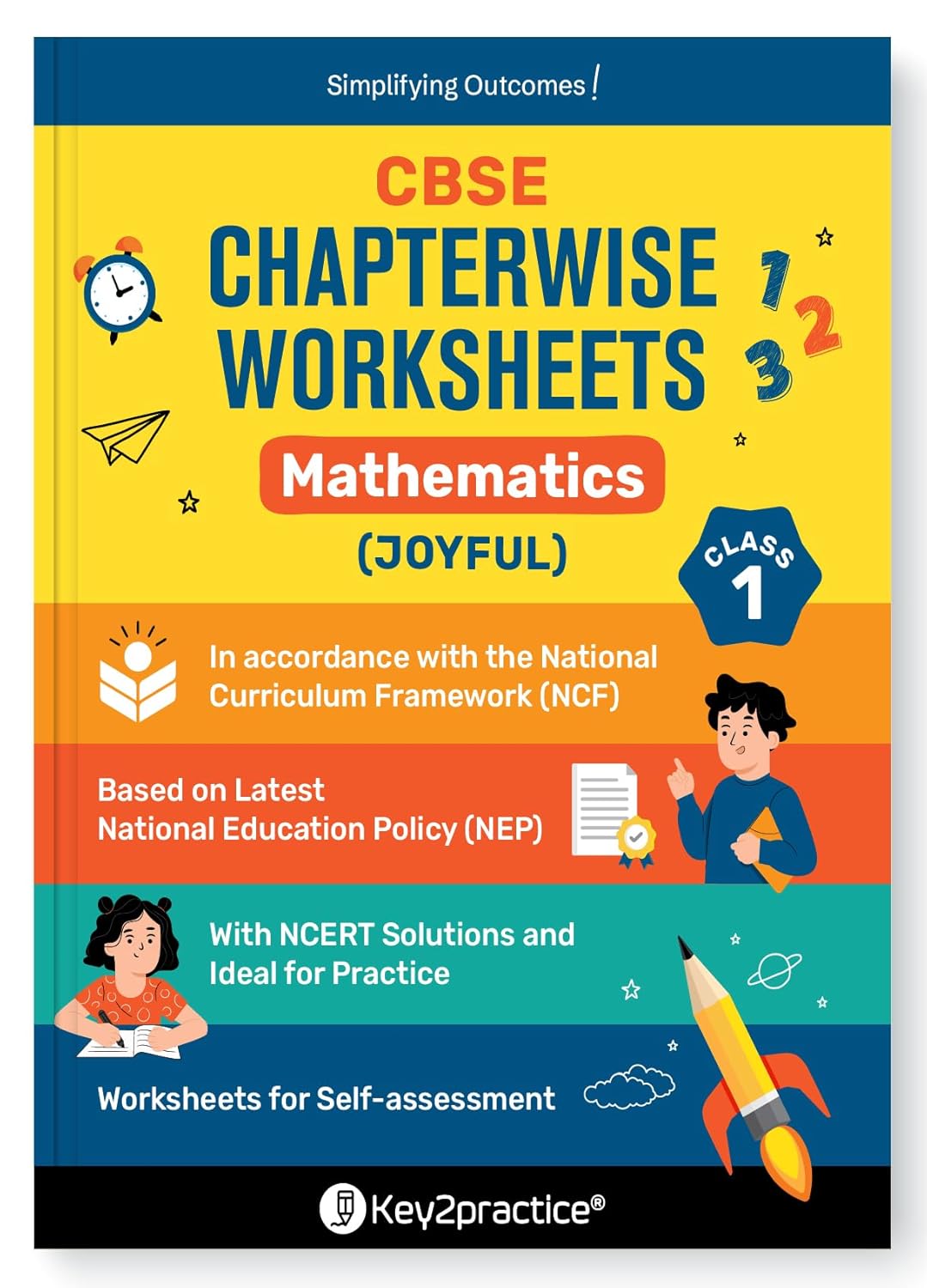 Key2Practice CBSE Chapterwise Worksheet English (Mridang) and Mathematics (Joyful) for Class 1 - Set of 2 Books