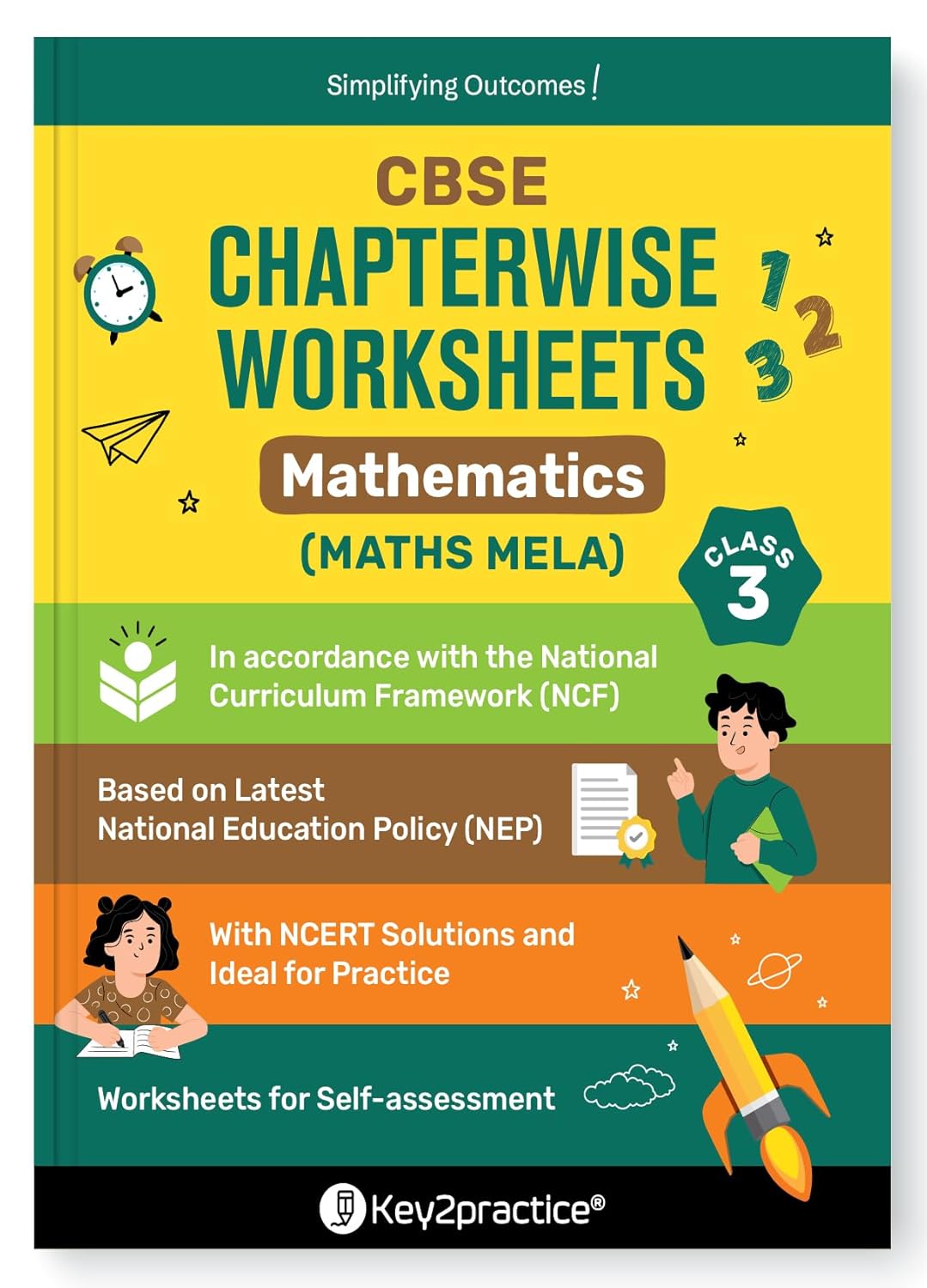 Key2Practice CBSE Chapterwise Worksheet English (Santoor), Mathematics (Maths Mela) and The World Around Us (Our Wondrous World) for Class 3 - Set of 3 Books