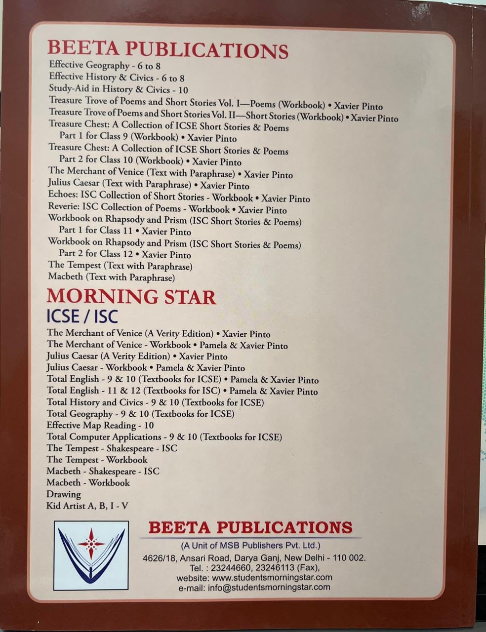 Morning Star Treasure Chest Workbook (Part 2) (A Collection of ICSE Short Stories & Poems) for Class 10 - Latest for 2025-26 Session. Paperback