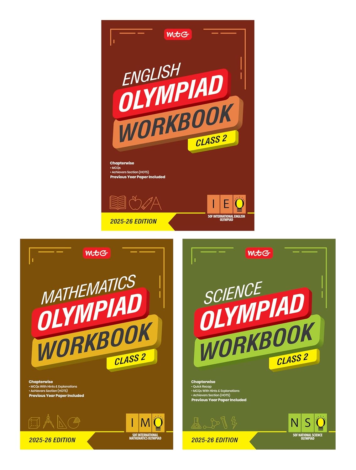 MTG Olympiad IEO-IMO-NSO (English, Mathematics & Science) Workbook For Class 2 - Latest for 2025-26 Session