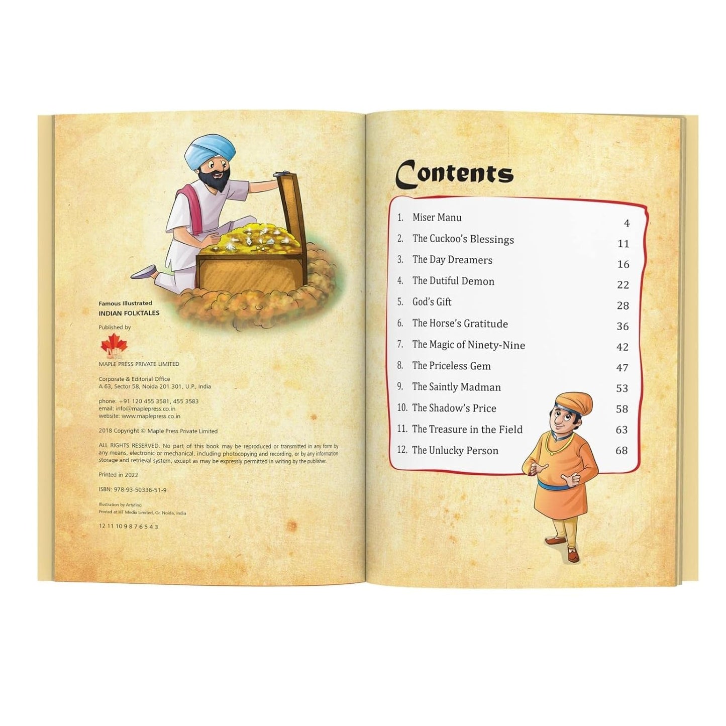 Maple Famous Illustrated India Folktales - Bedtime Stories - Children Story Book - Book for Kids 6+ Years Old. Paperback