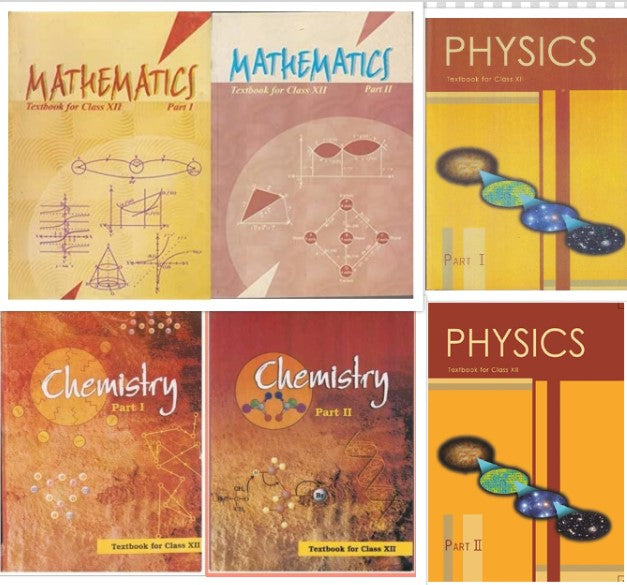 NCERT Physics (Part 1 & 2), Chemistry (Part 1 & 2) & Mathematics (Part 1 & 2) (Set of 6 Books) For Class 12 - Latest Edition