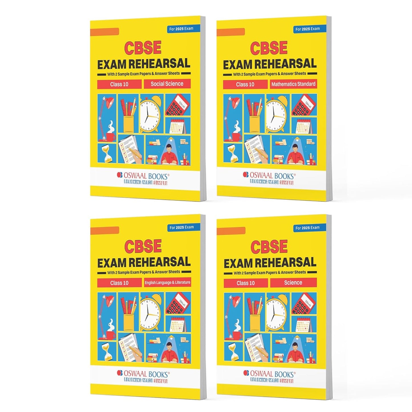 Oswaal CBSE Exam Rehearsal Math's Standard, Science, Social Science & English for Class 10 - Set of 4 Books - Latest for 2025 Session