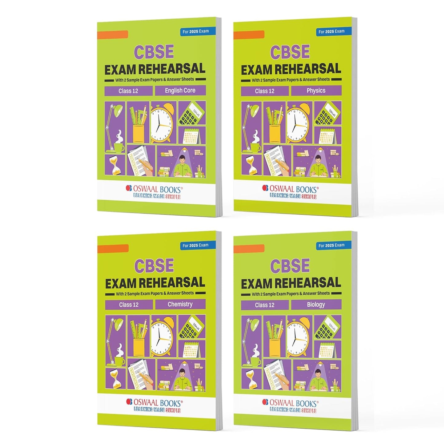 Oswaal CBSE Exam Rehearsal English, Physics, Chemistry & Biology for Class 12 - Set of 4 Books - Latest for 2025 Session