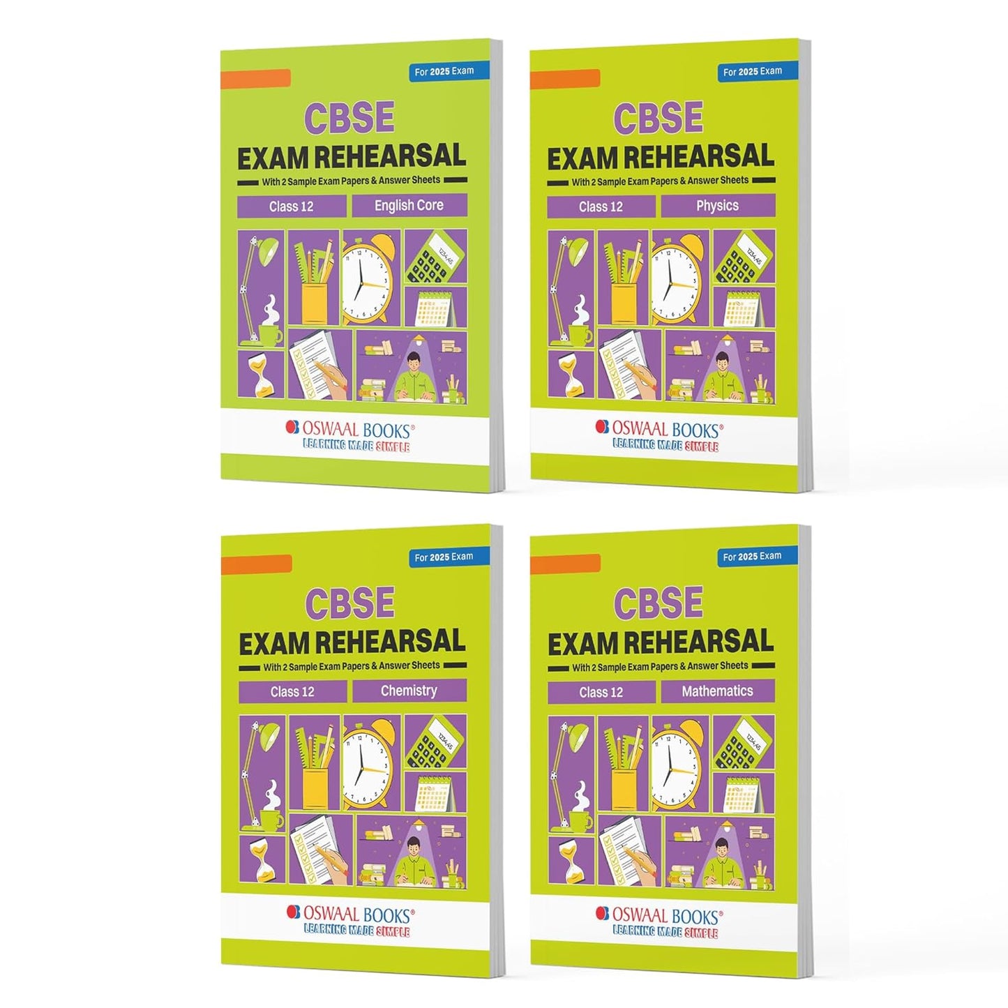 Oswaal CBSE Exam Rehearsal English, Physics, Chemistry & Mathematics for Class 12 - Set of 4 Books - Latest for 2025 Session
