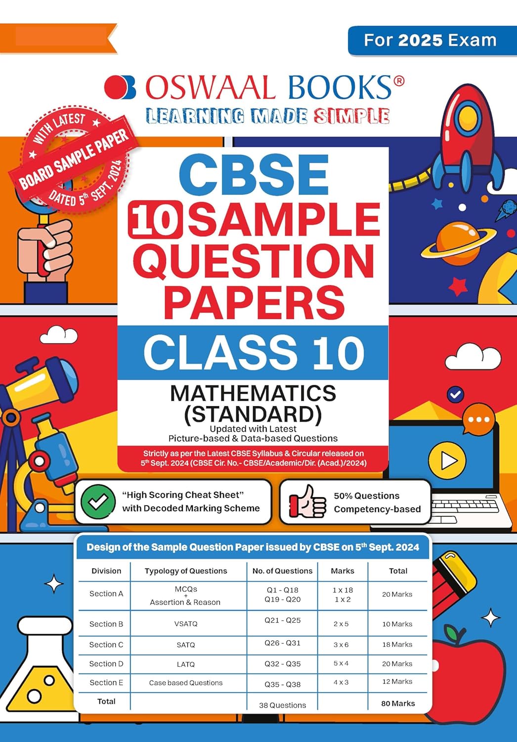 Oswaal CBSE Sample Question Papers Mathematics (Standard) For Class 10 - Latest for 2025 Board Exam's