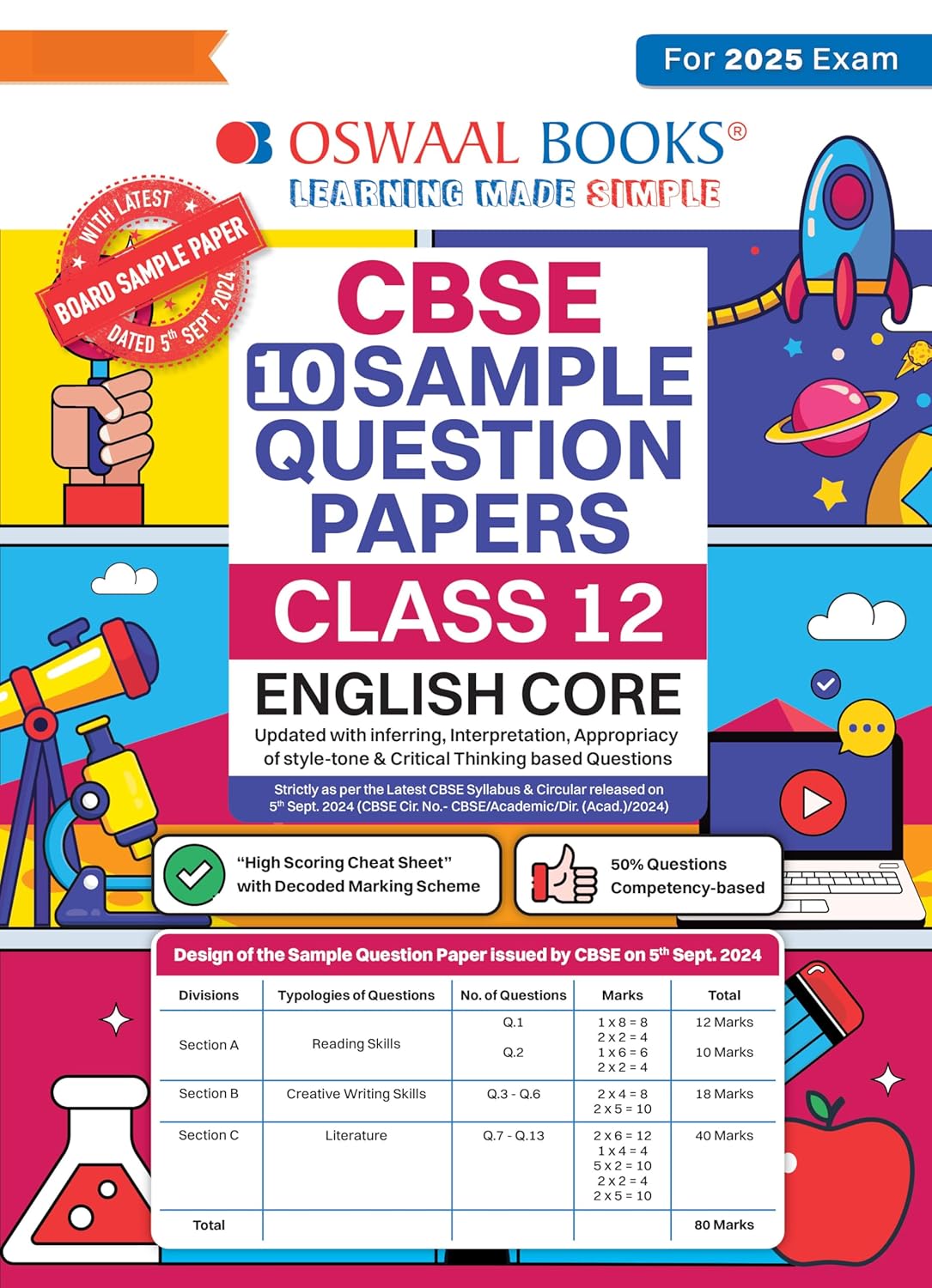 Oswaal CBSE 10 Sample Question Papers English Core For Class 12 - Latest for 2025 Board Exam's