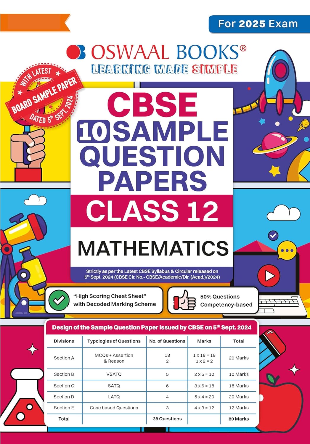 Oswaal CBSE 10 Sample Question Papers Mathematics For Class 12 - Latest for 2025 Board Exam's