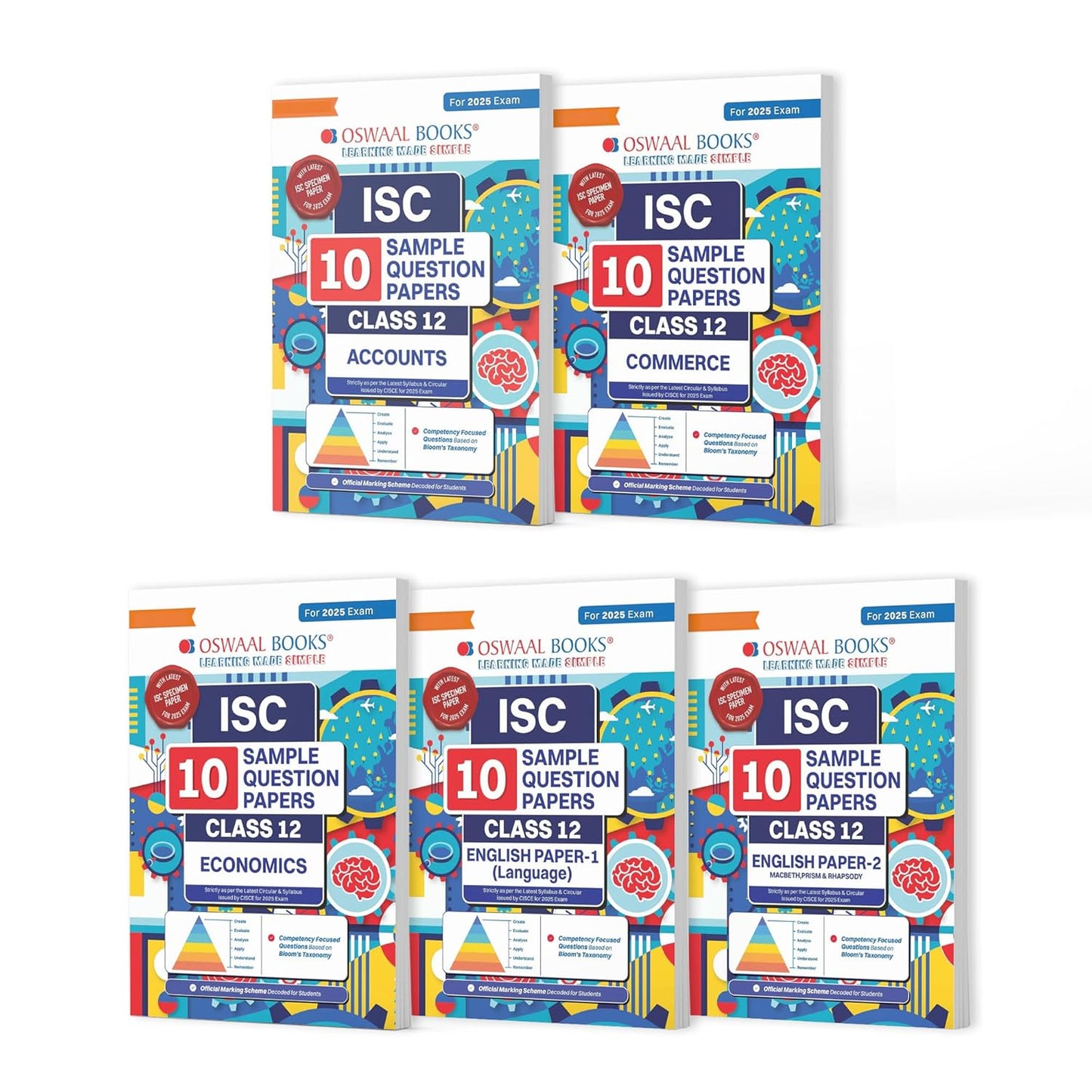 Oswaal ISC 10 Sample Question Papers Accounts, Commerce, Economics, English Paper 1 & 2 For Class 12 - Set of 5 Books - Latest for 2025 Session - Paperback - (EXCLUSIVE DISCOUNT!)