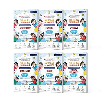 Oswaal One For All Olympiad Previous Years' Solved Papers Math's, English, Science, Reasoning, Cyber & General Knowledge (Set of 6 Books) For Class 4 - Latest for 2024-25 Session