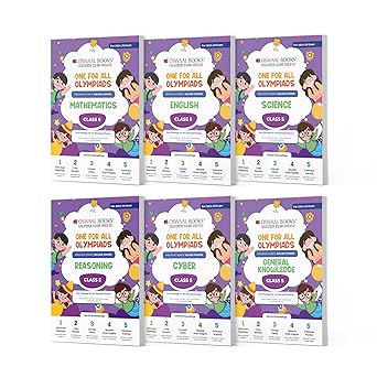Oswaal One For All Olympiad Previous Years' Solved Papers Math's, English, Science, Reasoning, Cyber & General Knowledge (Set of 6 Books) For Class 5 -  Latest for 2024-25 Session