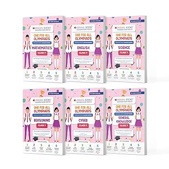 Oswaal One For All Olympiad Previous Years' Solved Papers Math's, English, Science, Reasoning, Cyber & General Knowledge (Set of 6 Books) For Class 7 - Latest for 2024-25 Session