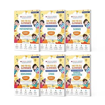 Oswaal One For All Olympiad Previous Years' Solved Papers Math's, English, Science, Reasoning, Cyber & General Knowledge (Set of 6 Books) For Class 1 - Latest for 2024-25 Session