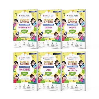 Oswaal One For All Olympiad Previous Years' Solved Papers Math's, English, Science, Reasoning, Cyber & General Knowledge (Set of 6 Books) For Class 2 - Latest for 2024-25 Session