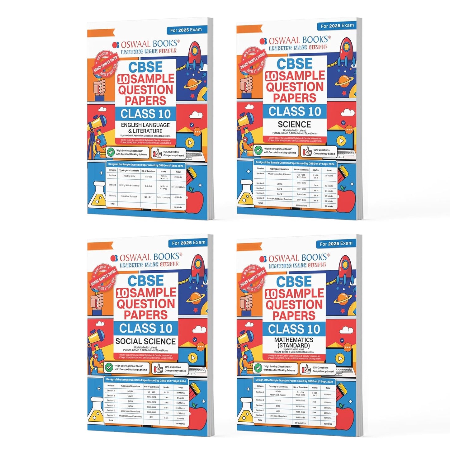 Oswaal CBSE Sample Question Papers English, Mathematics, Science & Social Science For Class 10 (Set of 4 Books) - Latest for 2025 Board Exam's - Paperback - (EXCLUSIVE DISCOUNT!)