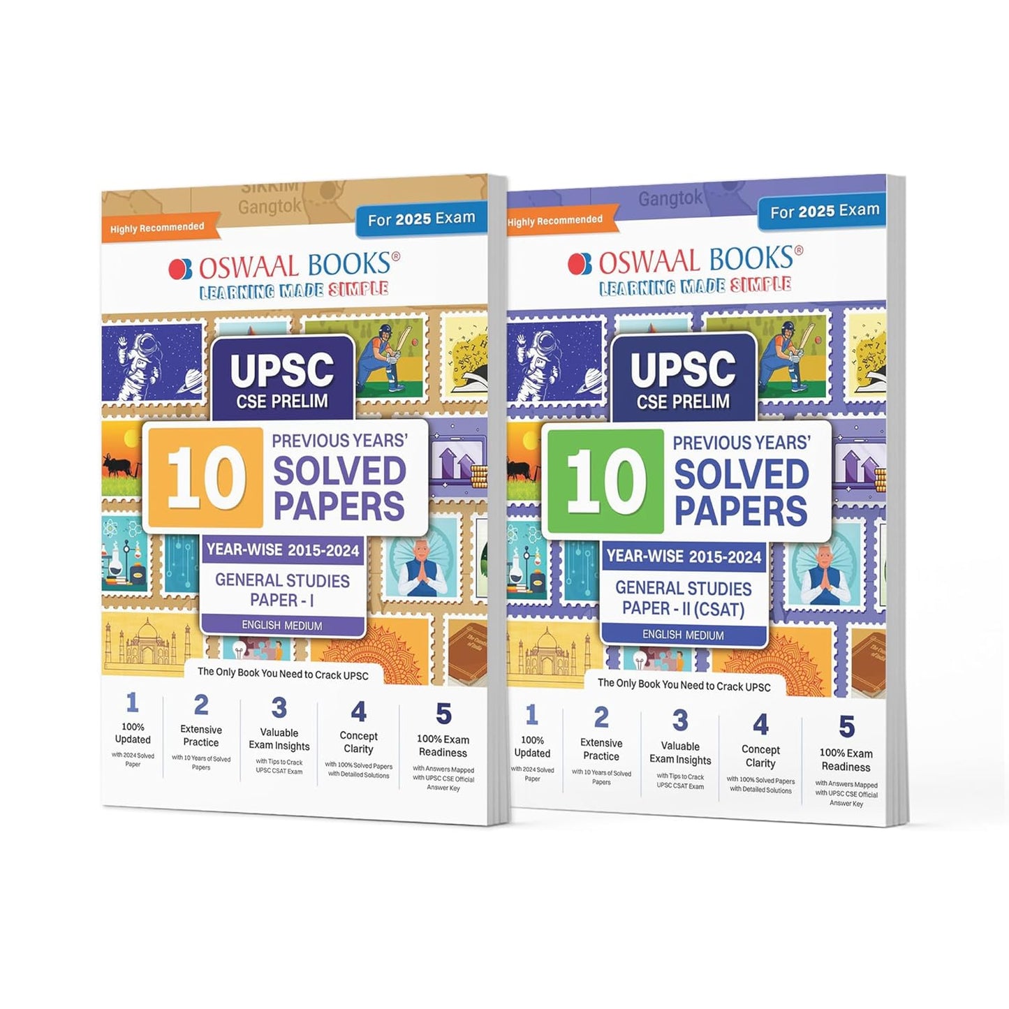 Oswaal UPSC CSE Prelims 10 Previous Years Solved Papers General Studies Paper I & II Year-Wise 2015-2024 English Medium - Set Of 2 Books - For 2025 Exam