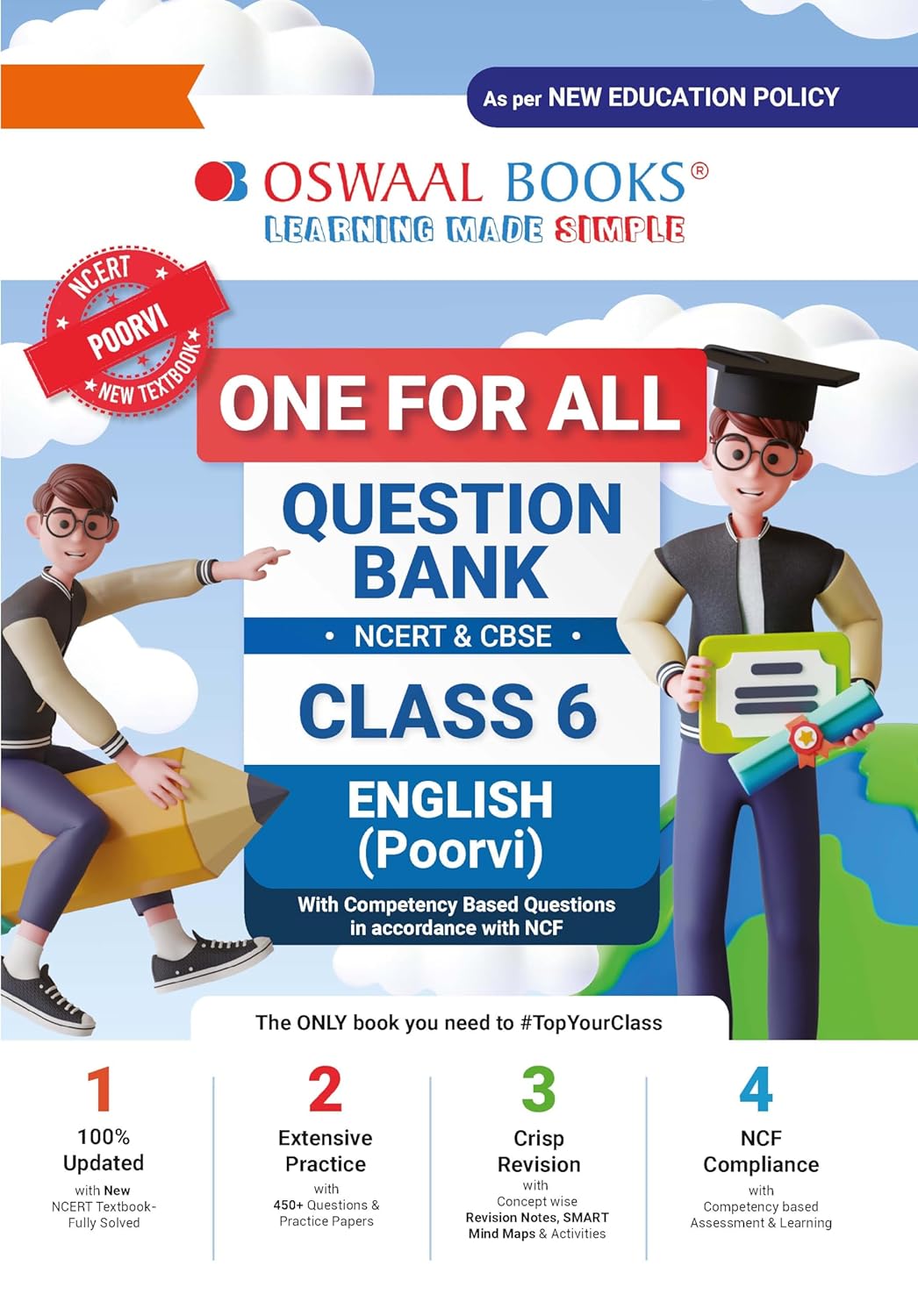 Oswaal CBSE & NCERT One for All Question Bank Math's, Science, Social Science & English - Set of 4 books - for Class 6 I Latest for 2026 Exam