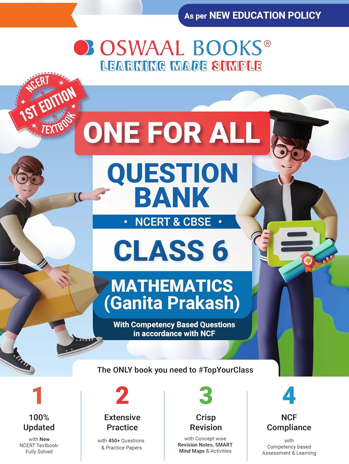 Oswaal CBSE & NCERT One for All Question Bank Math's, Science, Social Science & English - Set of 4 books - for Class 6 I Latest for 2026 Exam