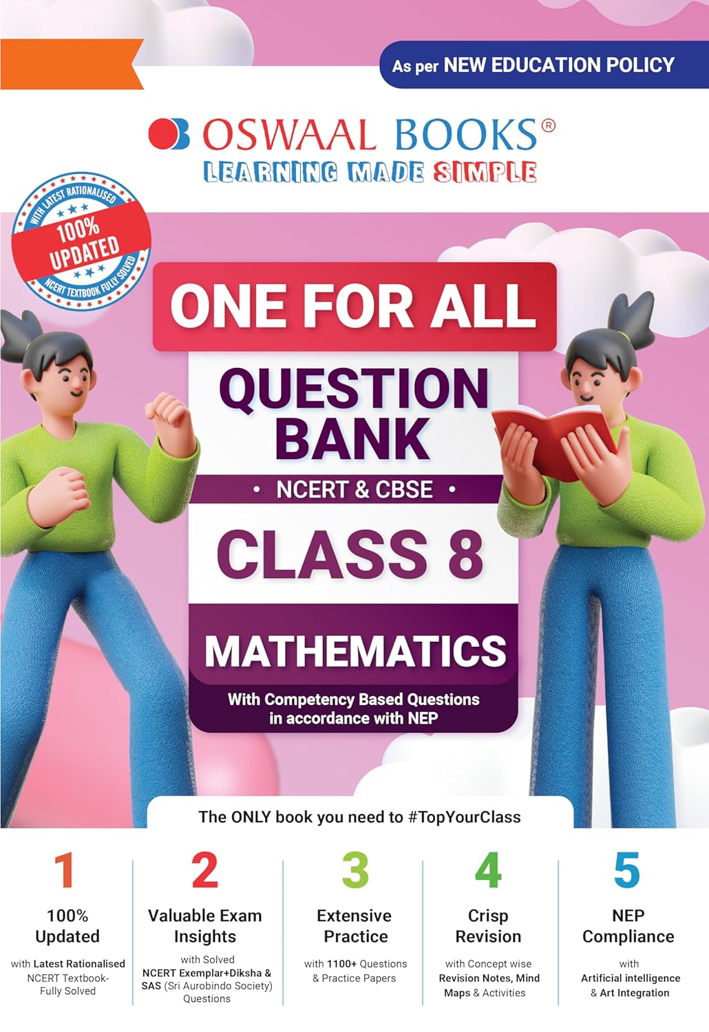 Oswaal CBSE & NCERT One for All Question Bank Mathematics For Class 8 - For 2025 Examination