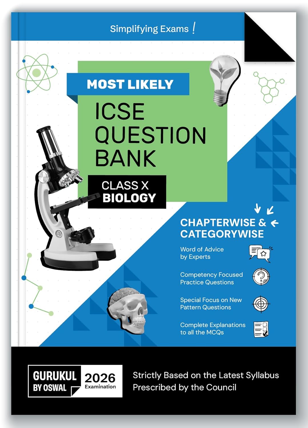 Oswal Gurukul Most Likely ICSE Biology Question Bank Class 10 for examination 2026. Paperback