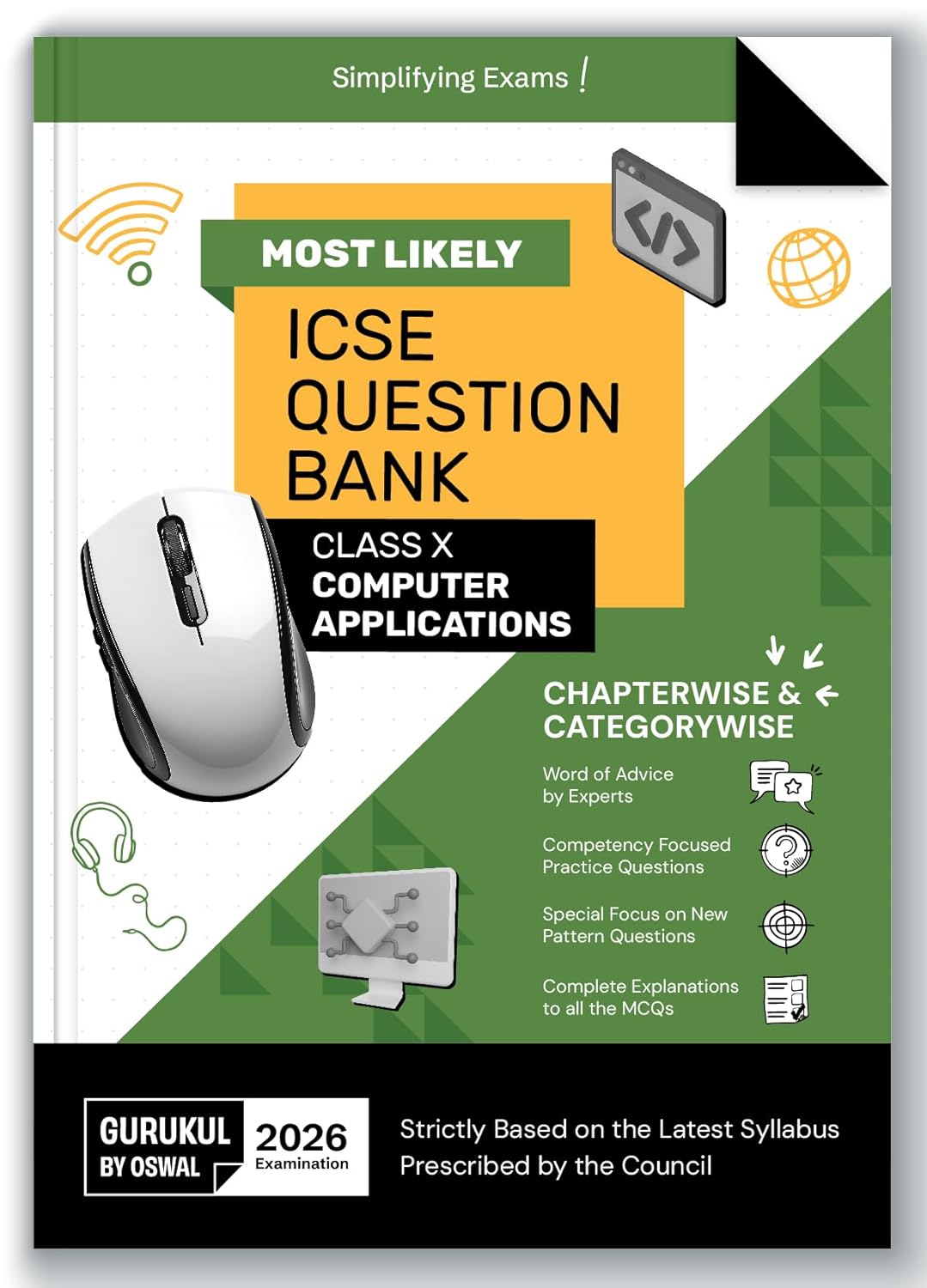 Oswal Gurukul ICSE Computer Applications Question Bank Class 10 for examination 2026. Paperback