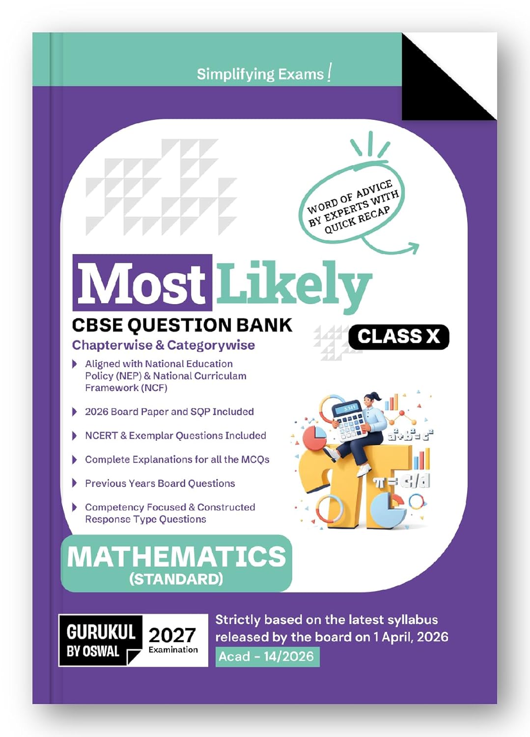 Oswal Gurukul Mathematics (Standard) Most Likely CBSE Question Bank Class 10 - for 2027 Session